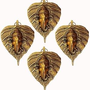 Ganesh Wall Hanging (Pack Of 4) Wedding Gift Anniversary Housewarming Corporate Gifts Baby Shower Return Gifts (Gold coated), Metal